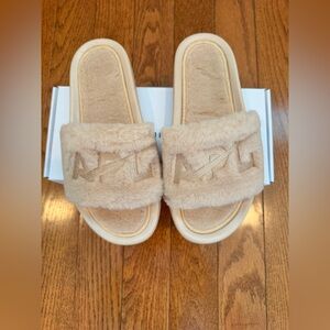 APL Plush Shearling Slide Sandals-Champagne $198